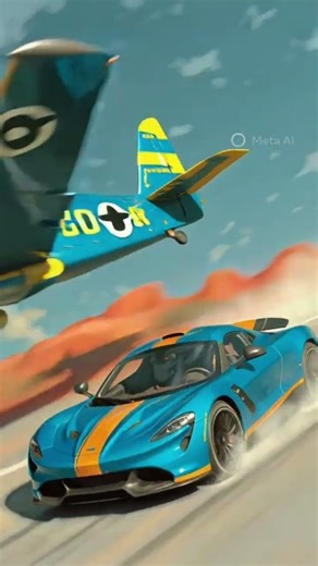 Plane chasing car #ai #cartoon #racing #bmwmmotorsport