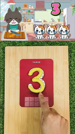 Number 3 with Playdoh! Count to 3 | Three Little Kittens Song #cocomelon #toddlerlearning #shorts