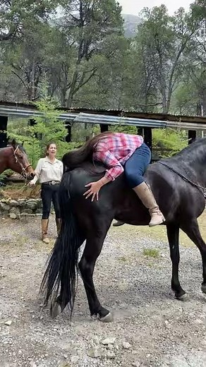 Woman Rides A Horse Backwards And It Goes Bad