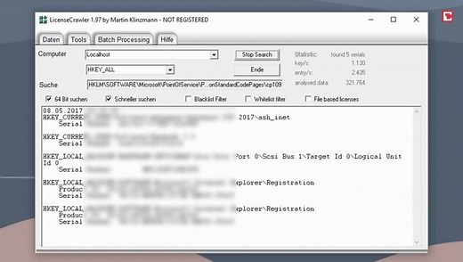 LicenseCrawler: Ganz einfach Lizenzschlüssel auslesen