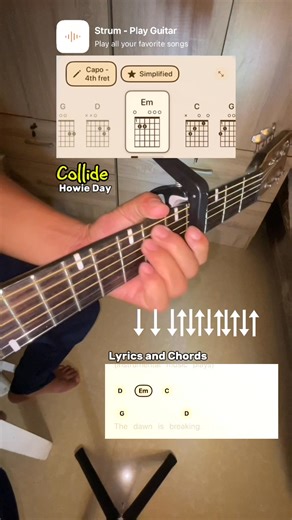 Collide - HowieDay | Simplified Chords By Strum App #guitarlessons #reels #vonguitarsong #guitartutorial#guitar | Vonn Guitar Lessons