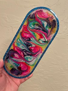 Handmade Resin Glitter and Multicolored Swirl Trinket Tray/dish - Etsy