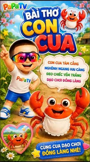 🦀 Bài thơ CON CUA 🌾 Bài Thơ Mầm Non Hay Nhất | Đọc Thơ Cho Bé 2-5 Tuổi | Thơ Thiếu Nhi PaPaTV