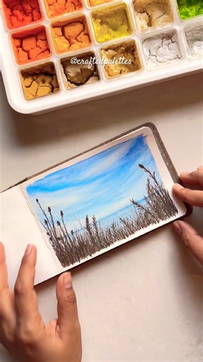 ✨Easy country side landscape gouache painting illustration | Art Journal with me🤎