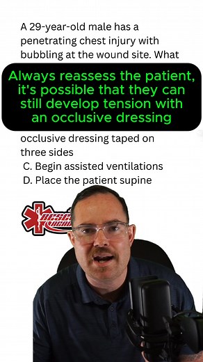 Pay attention to open wounds, is there air coming in or out of the wound? Remember, decompression will only occur for tension. Just because there's an open wound does it mean there will be tension. #EMT #Paramedic #EMS #Nurse | Rescue Academy