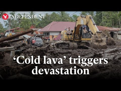 Indonesia: Houses submerged in floods after cold lava and mud flows down volcano