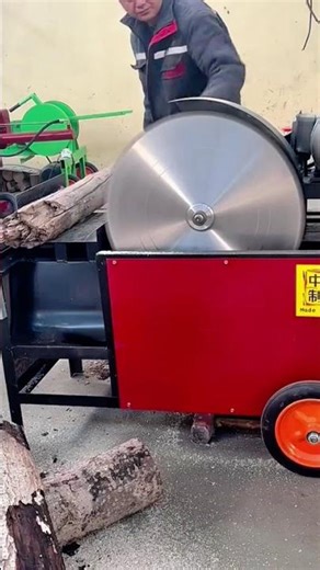 Powerful Electric Log Saw Machine Cutting Large Firewood Logs Safely