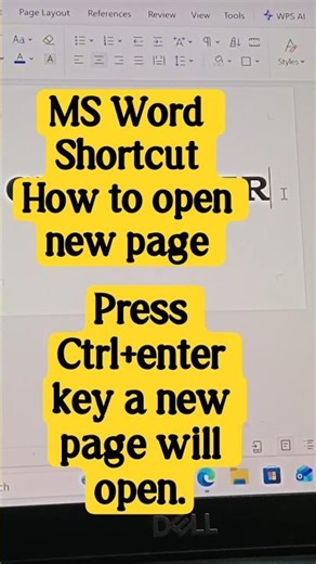 How to open a new page in Ms word.short cut. #microsoftdocs #mstips #youtube.