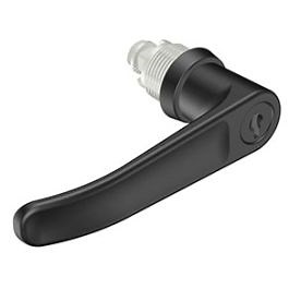 Quarter-Turn Cam Latch, Key Locking (CH751) L-handle, Without Cam, Sealed, Zinc Alloy, Powder Coat, Black