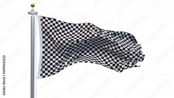 Checkered flag waving looping with transparent background. Ready to use drag and drop immediately.