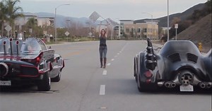 Batmobiles Go Drag Racing, Bikini Model Washes Them – Video