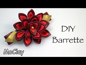 DIY Flower Hair Barrette - Polymer clay tutorial