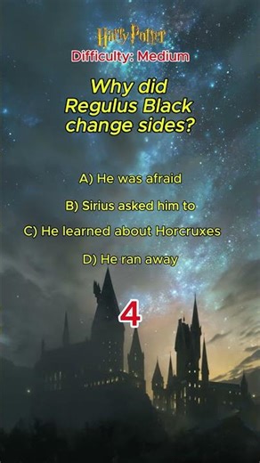 Why did Regulus Black change sides #quiz #harrypotter #wizardingworld #challenge
