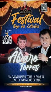 💫 Mis Románticos favoritos 💫 Este 1 de marzo nos vemos en Naples, FL para una noche mágica en el Festival Bajo las Estrellas. 🌟🎶 🎤 Juntos con @lenieroficial en un show inolvidable. 📍 755 8th Ave S, Naples, FL ⏰ Showtime: 6:30 PM 🎟️ Consigue tus entradas aquí 👉 https://www.tickeri.com/events/1izz2tzh8bum/alvaro-torres-y-lenier-mesa-en-naples 🔥 ¡No falten, los espero! 🎶✨ | Alvaro Torres