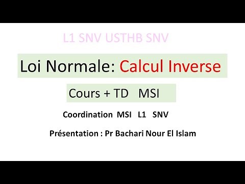COURS MSI L1 SNV - Lois de Probabilité (Loi Normale Inverse)