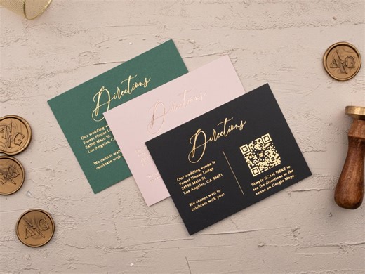 Wedding Directions Card, QR Code Directions, Location Card, Venue Location, Printed Directions Insert, Gold Foil Card, Wedding Stationery - Etsy Australia
