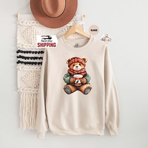 Retro Holiday Sweatshirt: Christmas Teddy Bear Hoodie - Etsy