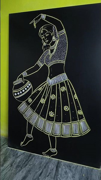 How to Draw a Beautiful Classical Dancer on Blackboard 💃 | Chalk Art #shorts #art #dance
