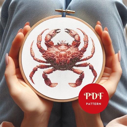 Crab Cross Stitch Pattern, Ocean Sea Life Embroidery Design, Marine Animal Needlepoint Chart, Cross Stitch PDF Pattern, Instant Download,diy - Etsy