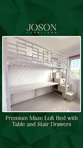 12K views · 52 reactions | PREMIUM MAZE LOFT BED WITH TABLE AND STAIR DRAWERS #LoftBed #GawangJoson #CraftedForComfortTrustedForQuality #JosonFurniture | JOSON | Facebook