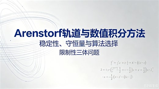 8. Arenstorf轨道与数值积分方法：稳定性、守恒量与算法选择|限制性三体问题|Hamilton系统|Jacobi积分|显式Euler|变步长方法