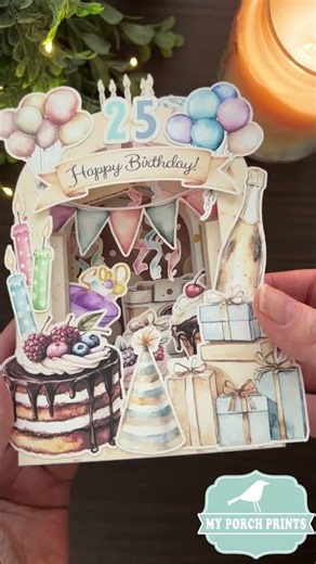 Happy Birthday Wonder Window 3D Card Tunnel Book From My Porch Prints