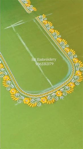 ✨💚 Simple yet Stunning Neck Embroidery 💛✨A perfect blend of elegance & tradition 🌿🌼 #rrembroidery