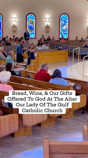 At Mass, we bring forward bread, wine, and our gifts— symbols of our lives, our work, and our gratitude to God. The Church teaches that this Offertory Procession is far more than a practical action. It is the moment we place our hearts before the Lord: • the bread and wine that will become the Body and Blood of Christ • and our tithing, offered to support the mission of the Church. Together, these offerings remind us that all we have comes from God, and we joyfully return a portion to Him. “Bles