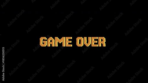 Game over text animation with Retro video game , use glitch effect, suitable video game screen. alpha channel only 4k.