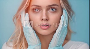 beautiful woman with a gentle face wearing gloves