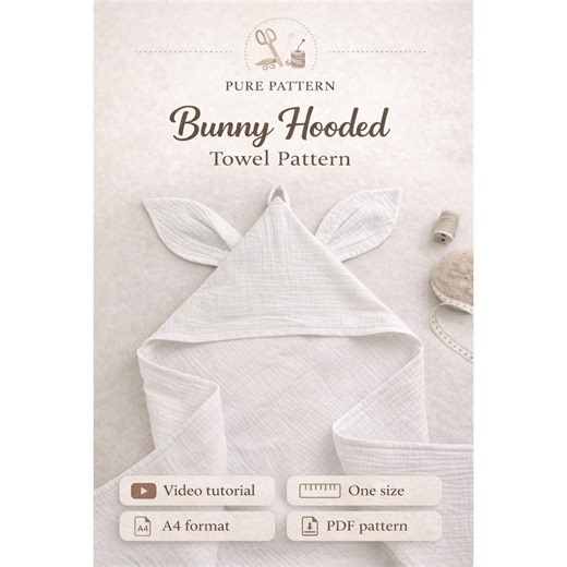 Bunny Bath Towel, PDF Sewing Pattern, Baby Hooded Towel, Video Tutorial. - Etsy