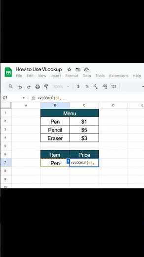 Google Sheets Tutorial For Beginners | How To Use VLookUp In Excel/Google Sheets | #Shorts 2026
