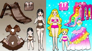 4.2M views · 69K reactions | DIY Paper Crafts | Rich Vs Poor Rapunzel Mother & Daughter Rainbow Slide + More Nursery Dress Up | WOA Paper Craft | WOA Bricks Technic | Facebook
