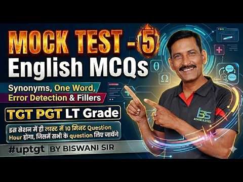 Set-5 English MCQs | Synonyms, One Word, Error Detection & Fillers | TGT PGT LT Grade#uptgt