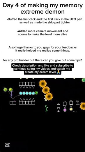 Day 4 of making my first level: memory extreme demon (buffing part1) #geometrydash #denzelwashington