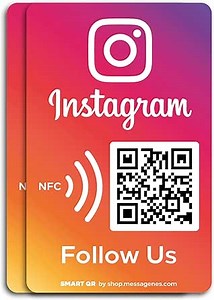 MESSAGENES | Follow Us on Instagram QR NFC Sticker | Social Media Stickers | Boost Followers | Pack 2 Units 8,6x5,5cm | Dynamic and Reusable QR | Instagram Stickers for Business | Premium Materials