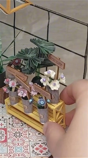 Building a Colorful Tiny Plant Shelf! 🌸🌿| Flower House Miniature DIY #miniature #craft #diy
