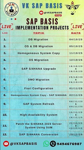 SAP BASIS IMPLEMENTATION PROJECTS (October Batch)