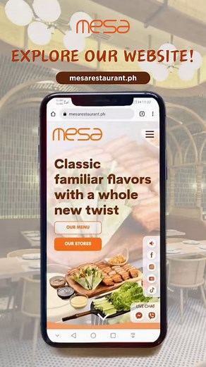 Let's explore the online world of MESA!🧡 Visit us at https://mesarestaurant.ph/ to view our full menu listing, store locations, and many more! #MESA #MesaSarapPaBa #MesaPhilippines | Mesa Philippines