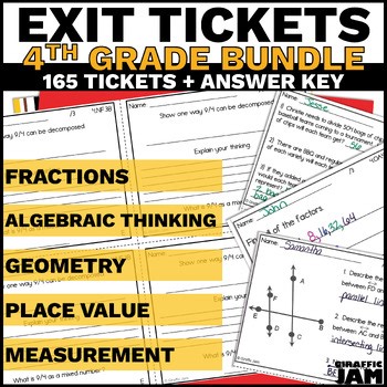 4th Grade Math Exit Slips Bundle of Fourth Grade Exit Ticket Math Assessment