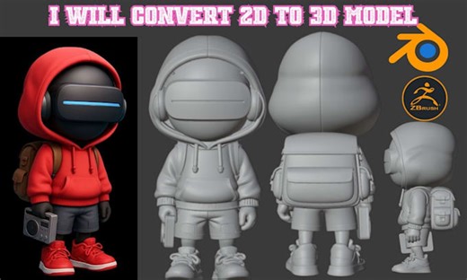 Converter de 2d para modelo 3d, foto para mini figura anime 3d para impressão 3d