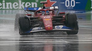 2025 Miami GP Sprint: Leclerc crashes out on wet track on his way to the grid