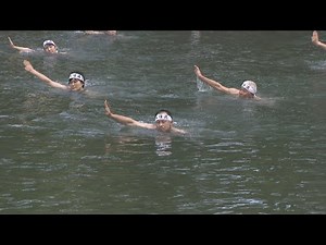 Traditional "Suinin-ryu" Swimming Style from the Edo Period Performed in Takamatsu Castle Ruins M...
