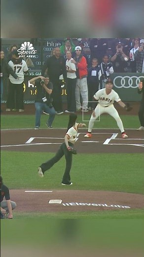 Sullyoon of NMIXX tosses out tonight's first pitch 🤩⚾️ | NBC Sports Bay Area