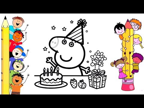 Peppa Pig Birthday Coloring Page 🎂 | Easy Drawing & Coloring for Kids
