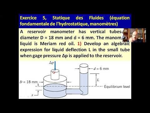 Exercice 5, Statique des Fluides (équation fondamentale de l'hydrostatique, manomètres)