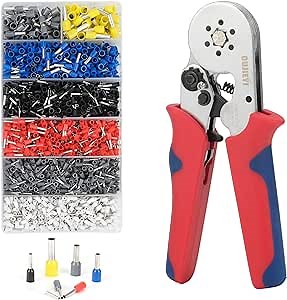 Hex Ferrule Crimping Tool, OUJIEYI Self-Adjustable Ratchet Crimping Pliers Set, Ferrule Crimping tool kit with 1900PCS Copper Wire End Terminals for AWG 23-10 (0.25~6 mm²) Cable End Sleeves (silver)
