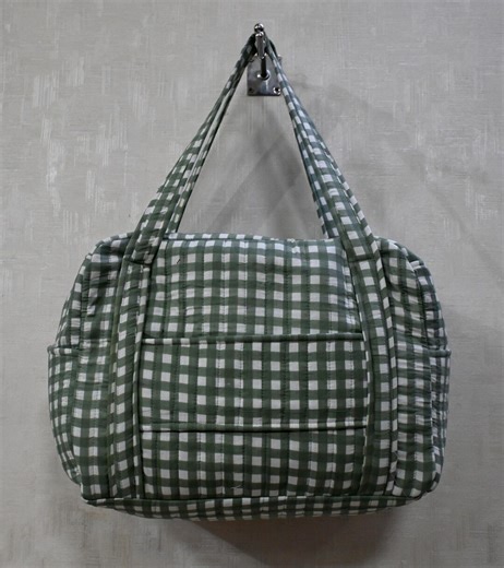 Green Cotton Duffle Bag: Handmade Block Printed Yoga Gymnastic Bags Mom Big Bag - Etsy
