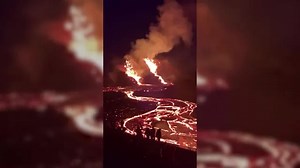 Icelandic volcano erupts river of lava
