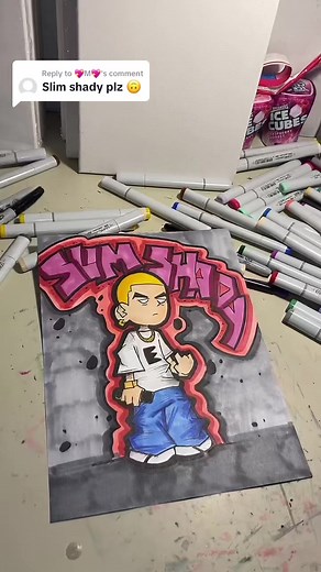 Replying to @💖M💖 DRAWING EMINEM INTO A CARTOON CHARACTER!!! AVAILABLE FOR PURCHASE!!! COMMENT WHO I SHOULD DRAW NEXT!!!! #eminem #copicmarkers #copicsketch #copicsketchmarkers #copic #vaucyarts #art #inkdrawing #inking #graphicnovel #digitalart #artist #fyp #cartoonist #foryoupage #fypage #drawingrappers #draw #artistatiktok #sketchbook
